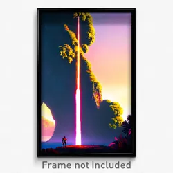 Pixel Art Poster - Imaginative Promontory (8 Bit Psychedelic Video Game Print)