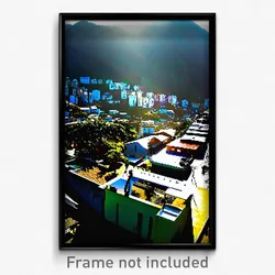 Pixel Art Poster - Shadowy Brazilian City (8 Bit Psychedelic Video Game Print)