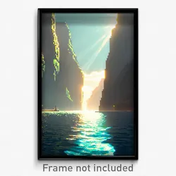 Pixel Art Poster - Gigantic Fjord (8 Bit Psychedelic Trippy Video Game Print)