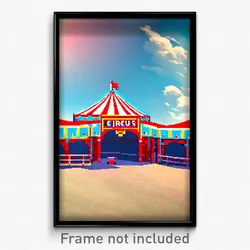 Pixel Art Poster - Sky Blue Circus (8 Bit Psychedelic Trippy Video Game Print)