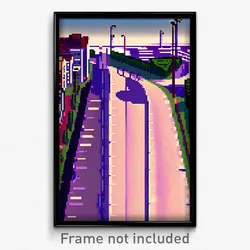 Pixel Art Poster - Flat Boulevard (8 Bit Psychedelic Trippy Video Game Print)