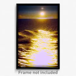Pixel Art Poster - Golden Seascape (8 Bit Psychedelic Trippy Video Game Print)