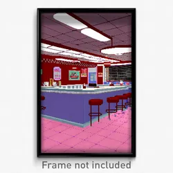 Pixel Art Poster - Elderly 50'S Diner (8 Bit Psychedelic Video Game Print)
