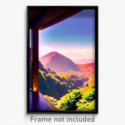 Pixel Art Poster - Mountainous View (8 Bit Psychedelic Trippy Video Game Print)