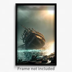 Pixel Art Poster - Creepy Sea Wreck (8 Bit Psychedelic Trippy Video Game Print)