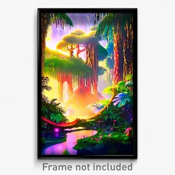 Pixel Art Poster - Whimsical Rainforest (8 Bit Psychedelic Video Game Print)