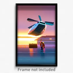 Pixel Art Poster - Puny Landing (8 Bit Psychedelic Trippy Video Game Print)