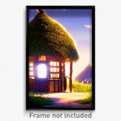 Pixel Art Poster - Imaginary Hut (8 Bit Psychedelic Trippy Video Game Print)