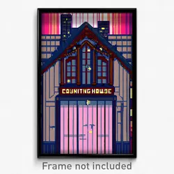 Pixel Art Poster - Webbed Counting House (8 Bit Psychedelic Video Game Print)