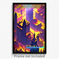 Pixel Art Poster - Outlandish Exotic City (8 Bit Psychedelic Video Game Print)