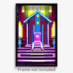 Pixel Art Poster - Fantastic Throne Room (8 Bit Psychedelic Video Game Print)