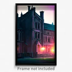 Pixel Art Poster - Dark Rectory (8 Bit Psychedelic Trippy Video Game Print)