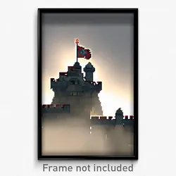 Pixel Art Poster - Smoggy Fortress (8 Bit Psychedelic Trippy Video Game Print)