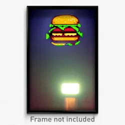 Pixel Art Poster - Villainous Hamburger (8 Bit Psychedelic Video Game Print)