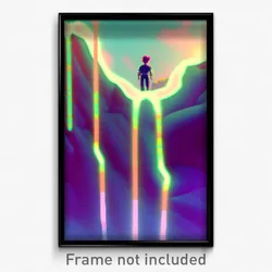 Pixel Art Poster - Glitchy Gulch (8 Bit Psychedelic Trippy Video Game Print)