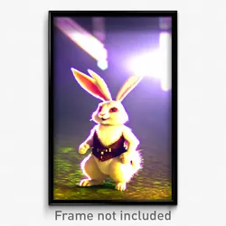 Pixel Art Poster - Warlike Rabbit (8 Bit Psychedelic Trippy Video Game Print)