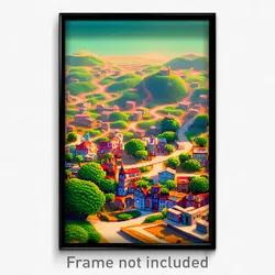 Pixel Art Poster - Wavy Small Town (8 Bit Psychedelic Trippy Video Game Print)
