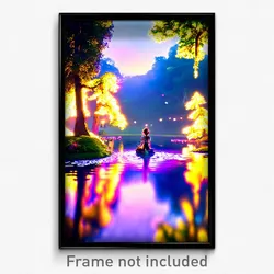Pixel Art Poster - Blissful Pond (8 Bit Psychedelic Trippy Video Game Print)