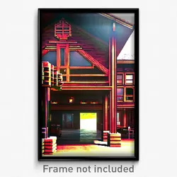 Pixel Art Poster - Large Lodge (8 Bit Psychedelic Trippy Weird Video Game Print)