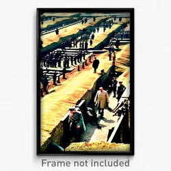 Pixel Art Poster - Bustling Trenches (8 Bit Psychedelic Trippy Video Game Print)