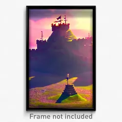 Pixel Art Poster - Distorted Fort (8 Bit Psychedelic Trippy Video Game Print)