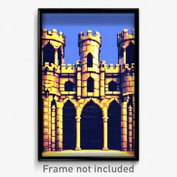Pixel Art Poster - Oval Battlements (8 Bit Psychedelic Trippy Video Game Print)