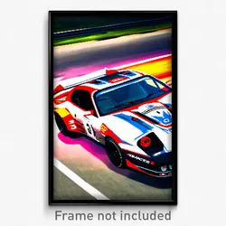Pixel Art Poster - Haunting Racecar (8 Bit Psychedelic Trippy Video Game Print)