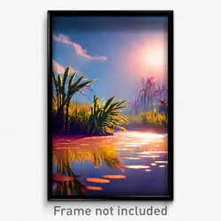Pixel Art Poster - Exotic Marsh (8 Bit Psychedelic Trippy Video Game Print)