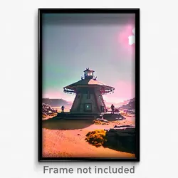 Pixel Art Poster - Reflecting Outpost (8 Bit Psychedelic Video Game Print)