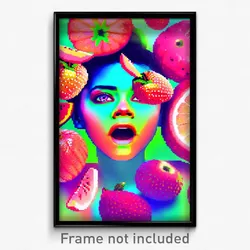Pixel Art Poster - Fruity Face (8 Bit Psychedelic Trippy Weird Video Game Print)