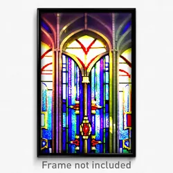 Pixel Art Poster - Unusual Stained Glass (8 Bit Psychedelic Video Game Print)