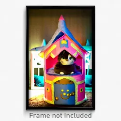 Pixel Art Poster - Plush Cathouse (8 Bit Psychedelic Trippy Video Game Print)
