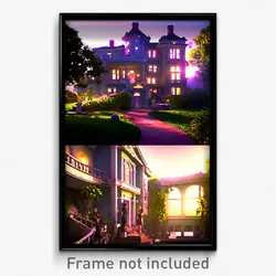 Pixel Art Poster - Vibrating Mansion (8 Bit Psychedelic Trippy Video Game Print)