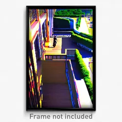 Pixel Art Poster - Extra Large Balcony (8 Bit Psychedelic Video Game Print)