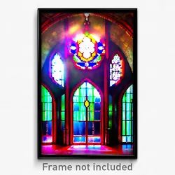 Pixel Art Poster - Extra Large Stained Glass (8 Bit Video Game Print)