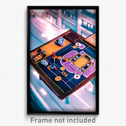 Pixel Art Poster - Urban Board Game (8 Bit Psychedelic Trippy Video Game Print)