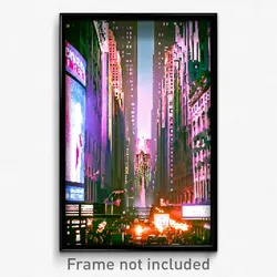 Pixel Art Poster - Cavernous New York (8 Bit Psychedelic Video Game Print)