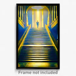 Pixel Art Poster - Golden Stair (8 Bit Psychedelic Trippy Video Game Print)