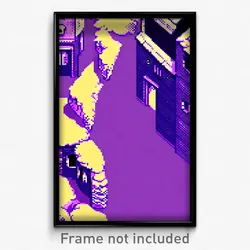 Pixel Art Poster - Violet Town (8 Bit Psychedelic Trippy Weird Video Game Print)