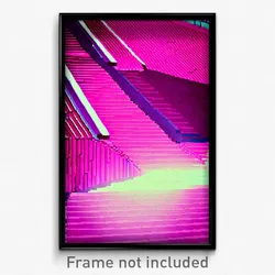 Pixel Art Poster - Pink Boardwalk (8 Bit Psychedelic Trippy Video Game Print)