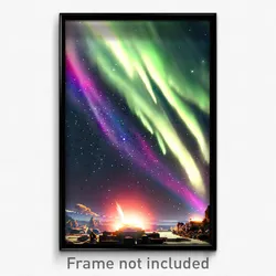 Pixel Art Poster - Cluttered Aurora (8 Bit Psychedelic Trippy Video Game Print)