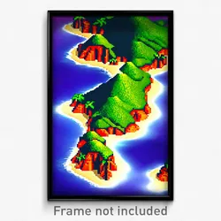 Pixel Art Poster - Stark Exotic Island (8 Bit Psychedelic Video Game Print)