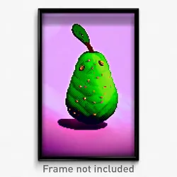 Pixel Art Poster - Quirky Avocado (8 Bit Psychedelic Trippy Video Game Print)