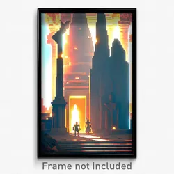 Pixel Art Poster - Buoyant Tomb (8 Bit Psychedelic Trippy Video Game Print)