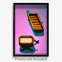 Pixel Art Poster - Wooden Barrow (8 Bit Psychedelic Trippy Video Game Print)