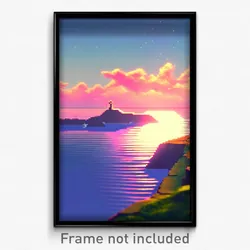 Pixel Art Poster - Little Seascape (8 Bit Psychedelic Trippy Video Game Print)