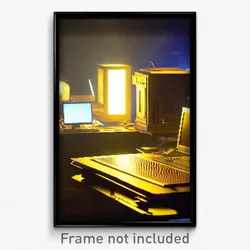 Pixel Art Poster - Golden Computer (8 Bit Psychedelic Trippy Video Game Print)