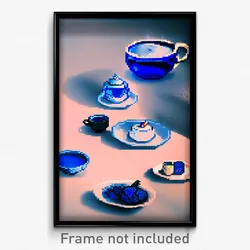 Pixel Art Poster - Blue Tea (8 Bit Psychedelic Trippy Weird Video Game Print)