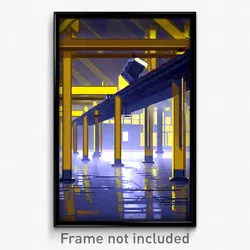 Pixel Art Poster - Yellow Factory (8 Bit Psychedelic Trippy Video Game Print)