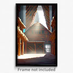 Pixel Art Poster - Warlike Granary (8 Bit Psychedelic Trippy Video Game Print)